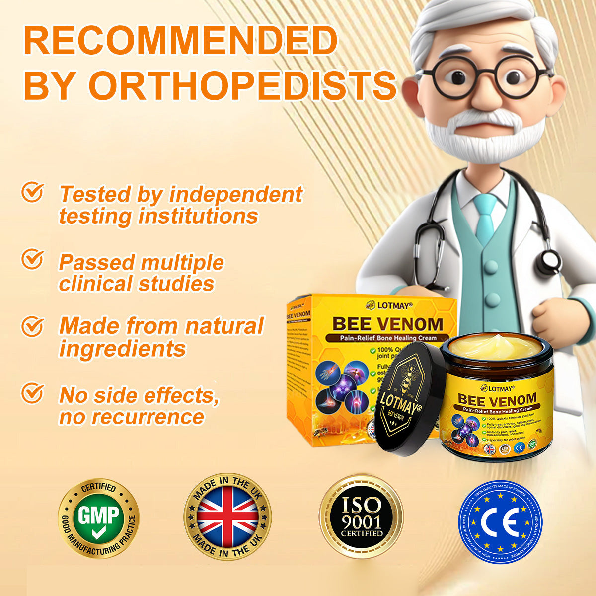 LOTMAY® Bee Venom Pain-Relief Bone Healing Cream 🐝🐝(Specially for older adults & NHS recommends)