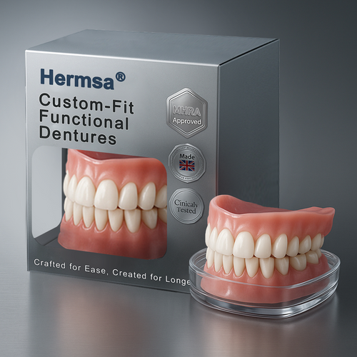 Hermsa® AdaptableFit Custom-Fit Functional Dentures – Clinically backed comfort-fit dentures | Made in the UK | MHRA-Certified🦷