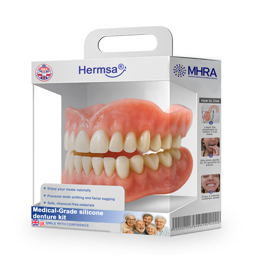 🦷Hermsa® Advanced Customized Full Denture Set(✅Clinically backed comfort-fit dentures — Trusted by 8,000+ UK users for all-day comfort.)