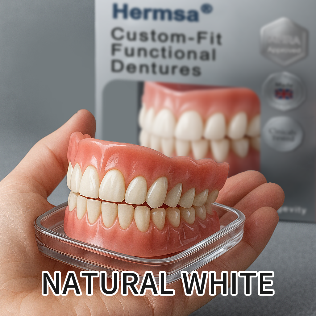 Hermsa® AdaptableFit Custom-Fit Functional Dentures – Clinically backed comfort-fit dentures | Made in the UK | MHRA-Certified🦷