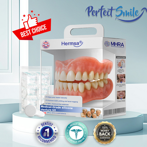 🦷Hermsa® Advanced Customized Full Denture Set(✅Clinically backed comfort-fit dentures — Trusted by 8,000+ UK users for all-day comfort.)