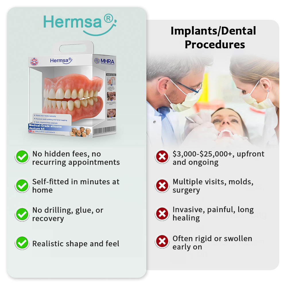 🦷Hermsa® Advanced Customized Full Denture Set(✅Clinically backed comfort-fit dentures — Trusted by 8,000+ UK users for all-day comfort.)