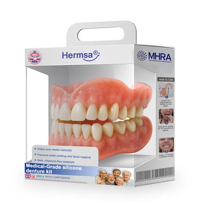 🦷Hermsa® Advanced Customized Full Denture Set（✅Clinically backed comfort-fit dentures —  Trusted by 8,000+ UK users for all-day comfort.）